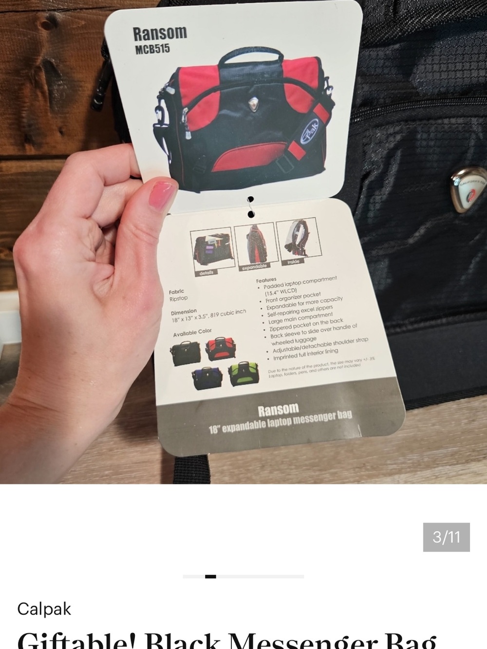 Calpak Ransom 18" Expandable Laptop Messenger Bag Black Travel Business NWT - Picture 3 of 9